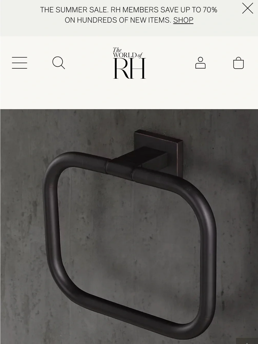 Restoration Hardware Modern Towel Ring in Gold